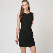 Vestido mujer sin mangas, dress recto elegante minimalista textura suave, corte regular, ideal fiestas eventos urbanos, color negro, talla L, cómodo versátil, realza figura, look sofisticado ✅Entrega