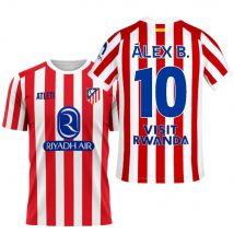 Atletico de Madrid - Camiseta Réplica Oficial 25/26 | ÁLEX B. Nº10 | Diseño Atleti Tradicional | Escudo Bordado | Tejido Técnico | Patrocinadores Oficiales