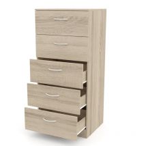 DORMIDAN- Sinfonier 5 cajones guías metálicas, cómoda Dormitorio, Altura 110cm.