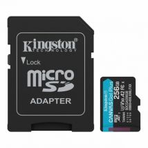 Kingston tarjeta micro sdxc 256gb uhs-i u3 v30 clase 10 200mb/s canvas go plus con adaptador
