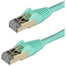 Startech.com Cable de red Ethernet RJ45 Cat6a blindado STP de 0,5 m - Cable sin enganches - Agua marina, garantía de por vida