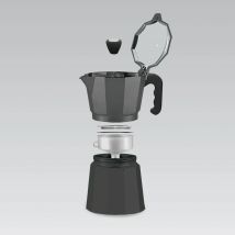 Master 6-Cup Coffee Maker MR-1666-6 in Black, manual countertop design, 0.3L capacity, aluminum body, easy to clean, perfect for ground coffee, suitable for home and office use.
