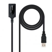 Nanocable Prolongador USB 2.0 Activo 5m Amplifica Señal Negro