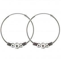 ENTREPLATA Pendientes Aros de Plata de Ley 925 Unisex, Diseño Étnico Artesanal Bali 25 mm, Joyas Antialérgicas Certificadas, Ideal para Regalo – Par de Criollas Etnicas Hechas a Mano Modelo 21