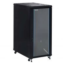 Armario Rack 19" Phasak Pro 27U 600x800 desmontado PHO 6827 – Puerta de vidrio templado, ventilación, regleta eléctrica, bandejas y guías ajustables
