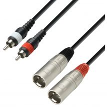 Adam Hall Cable Audio 2 RCA Macho a 2 XLR Macho 1 Metro de Alta Calidad