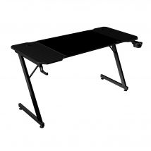 Mars Gaming MGD-X, Mesa Gaming Ergonómica, Superficie en Fibra de Carbono, Estructura Metálica, Alfombrilla XXL, Soporte Auriculares y Bebida, Gestión Cableado, Escritorio Gaming con Tablero de 120cm