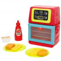 PLAY Freidora de aire de juguete eléctrica con 14 piezas, accesorios de cocina con luces y sonidos, incluye pilas AA, juguete simbólico que fomenta la coordinación ojo-mano, la imaginación y la