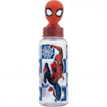 Stor Botella de agua reutilizable  de plástico  con tapón de figurita 3D de Spider-man y capacidad de 560 ml