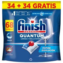 Finish Powerball QUANTUM REGULAR Pastillas para Lavavajillas, Limpieza y Brillo Potentes, Aroma Regular, Rápida Disolución, Elimina Grasa Incrustada, Profesional