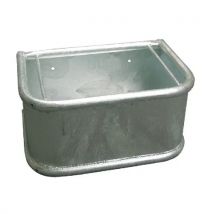 KERBL Comedero Galvanizado Rectangular, Bordes de Seguridad Redondeados, con Tapón de Vaciado Ø15 mm, 45 x 34 x 24 cm, 35 L