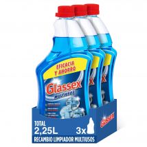 Glassex - Limpiador Multiusos, Pack 3 Recambios 750 ml, Limpieza Perfecta, Brillo Intenso, Apto Cristales