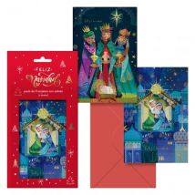 Dohe nativity pack de 8 tarjetas de felicitacion navideña con sobre - 2 modelos distintos - tamaño 12,2x23,5cm - papel offset - impresas a todo color