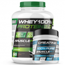 Pack Whey 100% Protein 2000g + Creatina 300g MuscleFIt / MuscleVip  Aumento Muscular