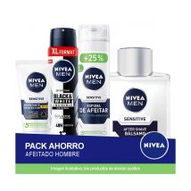 NIVEA MEN Pack ahorro afeitado gama Sensitive - Contiene aftershave, espuma de afeitado, crema