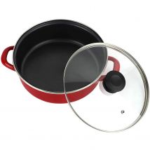 Fagor Optimax - Olla Roja de Acero Esmaltado, Antiadherente Bicapa, Libre de PFOA, Todas las Cocinas, Inducción, Tapa de Vidrio Termo-Resistente