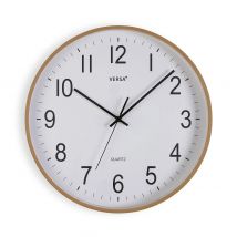 VERSA - Reloj de pared en madera clara y cristal, muy silencioso, 50 cm de diámetro, ideal para cualquier estancia de la casa