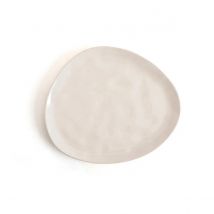 BIDASOA COSMOS Plato Irregular Cerámico 23CM Blanco Brillo Relieves organicos Apilable