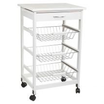 WANDERLUST DECO Carro de Cocina de Madera 47x37x76h Cm con Espacio de Almacenamiento Amplio