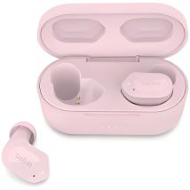 Belkin Auriculares True Wireless SOUNDFORM Play - Sonido de Alta Calidad, IPX5, 38 Horas de Autonomía, Rosa