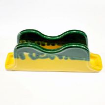 Servilletero de cerámica pintadas,COLOR VERDE Y AMARILLO,ANCHO 20CM,cm,fespu