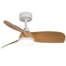 Akunadecor - Ventilador Dc Moline L Blanco/haya Led Dimable 3 Temperaturas Control Remoto Akunadecor