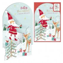 Dohe santa en la nieve pack de 6 tarjetas desplegables de felicitación navideña con sobre - impresas a todo color