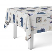 VALENTIA HOME Mantel Hule Mar | Estampado Antimanchas | Repelente de Agua | Protección Mesa | Comedor o Cocina | Varios Tamaños