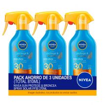 NIVEA SUN Protege & Broncea Spray Solar FP30 270ml - Pack ahorro de 3 unidades (total 810ml)