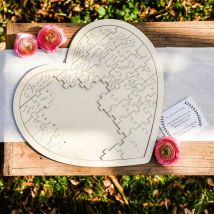 Disok Puzzle de Firmas de Madera Corazón - Regalos para Fiestas y Celebraciones
