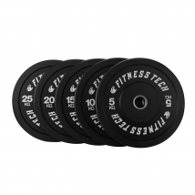 Fitness Tech Black Bumper Plate Alta Resistencia Discos