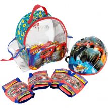 Mochila de Casco y Protecciones, con diseños exclusivos de Blaze and the Monster Machines (2131) Incluye divertida mochila. Protecciones para rodillas y codos. Set para principiantes. Calidad al mejor