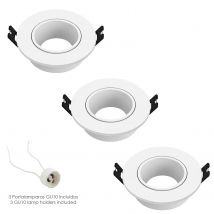 Wolfpack Linea Profesional Aro Foco Empotrable Regulable Con Portalámparas Para Bombillas GU10 Ø 90 X 29 Mm - Pack de 3 Unidades