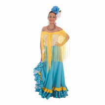 Disfraz Adulto Falda Sevillana Turquesa Baile Talla M (Creaciones Llopis 4877-AM)