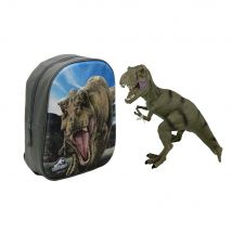 jurassic word mochila 3d 31cm con figura pvc dinosurio marron 20*16cm,para ninos,colegio,escuela,