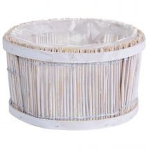 Wonderlust Deco - Cesto de bambú redondo blanco 22x22x13h cm Blanco 22x22x13h cm