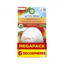 Air Wick - Ambientador Decosphere Mango, Pack 6 Unidades, Elimina Malos Olores, Líquido