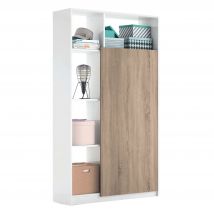 Mueble para Entrada Recibidor Neo Estilo Moderno Alto en Color Blanco Mate y Roble 100 cm