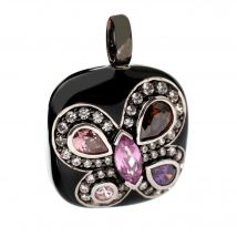 Folli Follie Colgante Vintage Mariposa Bicolor Plata Negra