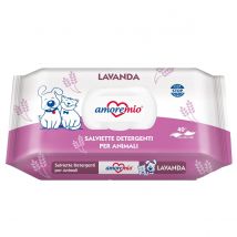AMOREMIO TOALLITAS HÚMEDAS LAVANDA PARA PERROS Y GATOS– 40x2 UNIDADES