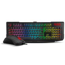 OZONE DOUBLE TAP- Combo Gaming Teclado + Raton, Teclado Gaming Semi, Mecánico Retroiluminado RGB, Ratón Gaming con Sensor Optico AVAGO, 4000 DPI, LED 6 colores, USB