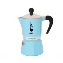 Bialetti Cafetera Clásica Italiana Rainbow - Moka Express, distintos tamaños 1, 3, 6 Tazas de Café - Amarillo, Rojo, Verde y Azul - Cafetera de Aluminio de Alta Calidad - Adecuada para hornillos y