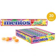 Mentos Fruta - Caja de 20x38gr - Caramelos Masticables - Sabor a Refresco Fruta
