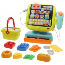 Winfun - Caja registradora juguete, accesorios incluidos, palabras y frases en 4 idiomas, melodías y sonidos, actividades interactivas, monedas y tarjeta crédito de juguete, juegos de rol, juguetes