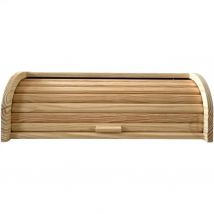 C.A - Panera de Madera Natural con Tapa Enrollable 48 x 27 x 18,5 cm. Recipiente para Almacenar el Pan