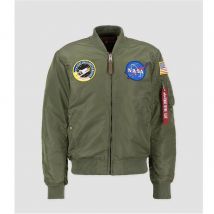 Chaqueta Bomber MA-1 VF NASA, Marca Alpha Industries, Color Verde, Talla M, Para Hombre- Estilo Moderno