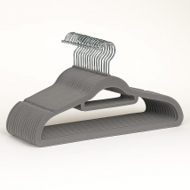 Ruhhy, Perchas de Terciopelo Antideslizantes Set 20 Unidades | Color Gris con Gancho Metálico Giratorio 360° | Diseño Delgado para Ahorrar Espacio | Soporte para Bufandas, Cinturones y Corbatas