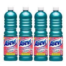 Asevi Fregasuelos Concentrado Cian, Pack Ahorro 4x1L, Friegasuelos Concentrado Superperfumado, Aroma Fresco Flores Blancas, Limpiasuelos Con pH Neutro Para Todo Tipo de Suelos, Incluso Superficies