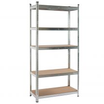 KG KITGARDEN - Estantería Metálica Almacenaje de Acero Galvanizado con 5 Baldas de MDF, 180x90x40cm - GALVA