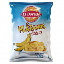 Platanitos dulces- marca el dorado, peso 100g Snack Natural -Empaque de 100g